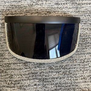 Black Sunglasses-style Visor with Rhinestone Trim
